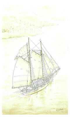 The Casco, from San Francisco, approaching Nuku Hiva in the Marquesas Islands  by Michael Browne