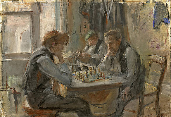 The Chess Players Print by Jozef Israels