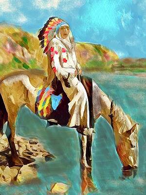 The Chief Watering Horse by J Sibley