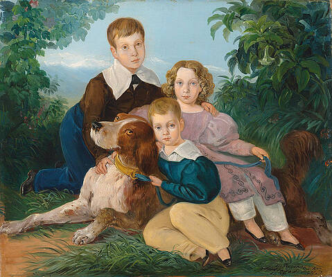 The children of the Renard family, Chile Print by Johann Moritz Rugendas