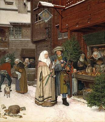 Wall Art - Drawing - The Christmas Fair  art by Georg Von Rosen Swedish