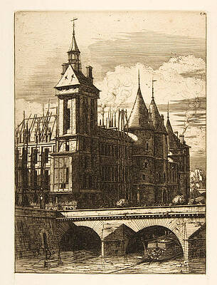 The Clock Tower, Paris Print by Charles Meryon