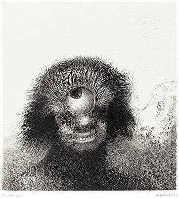 Cyclops Wall Art featuring the painting The Deformed Polyp Floated On The Shores, A Sort Of Smiling And Hideous Cyclops By The Flower by Odilon Redon