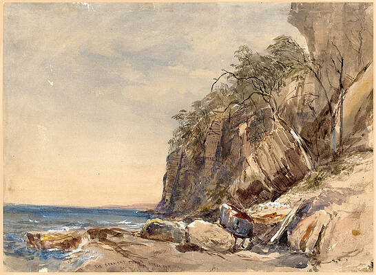 The Derwent Crags, Hobarton, 9 December 1846 Print by John Skinner Prout