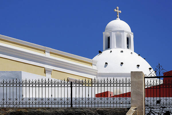 The Dome Behind the Fence -- Santorini Dominican Convent in Santorini, Greece by Darin Volpe The Dome Behind the Fence -- Santorini Dominican Convent in Santorini, Greece by Darin Volpe