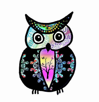 Wall Art - Drawing - The Eccentric Owl by Tara Turner