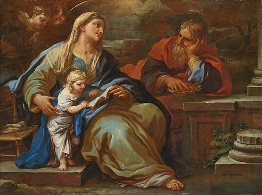 The Education of the Virgin Print by Luca Giordano