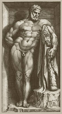 The Farnese Hercules Print by Giorgio Ghisi