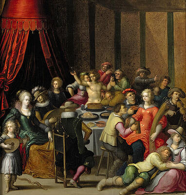 The Feast of Bacchus Print by Louis de Caullery