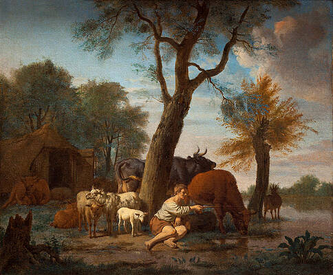 The fishing shepherd Print by Adriaen van de Velde