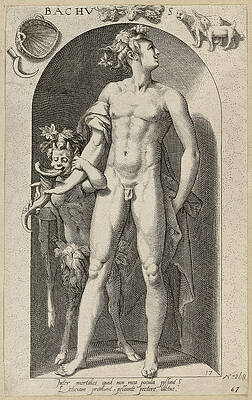 The god Bacchus Print by Nicolaes Braeu