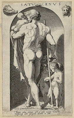 The god Saturnus Print by Nicolaes Braeu
