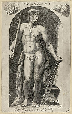 The god Vulcanus Print by Nicolaes Braeu