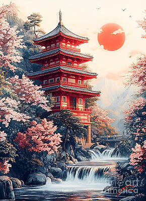 Japan Pagoda Paintings for Sale - Fine Art America
