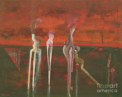Wall Art - Painting - The ignoring characters by Ofra Wolf