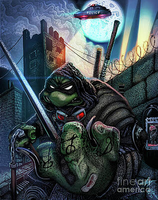Wall Art - Drawing - The Last Ronin - Tony Tzanoukakis Colour Variant by Benjamin Newman