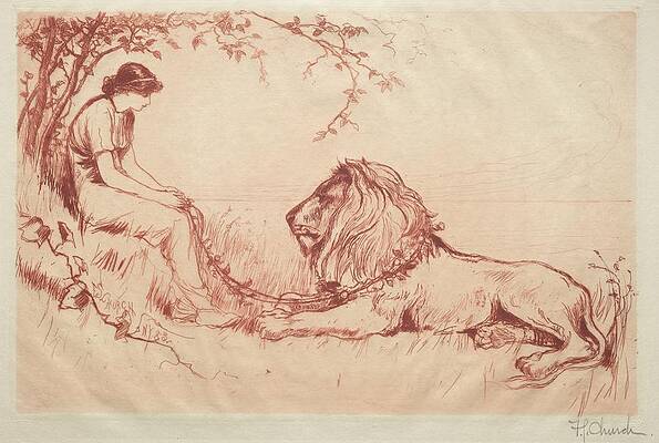 Wall Art - Painting - The Lion in Love 1883 Frederick Stuart Church by MotionAge Designs
