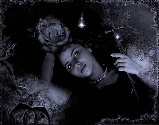 Wall Art - Digital Art - The Midnight Rose BW by Michael Damiani