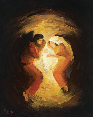 Wall Art - Painting - The Manger by Mike Moyers