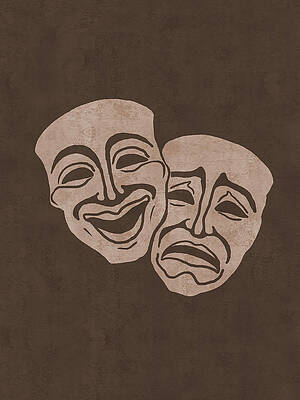 Wall Art - Digital Art - The Muses Of Tragedy and Comedy 01 - Minimal - Monochromatic Boho Abstract by Studio Grafiikka