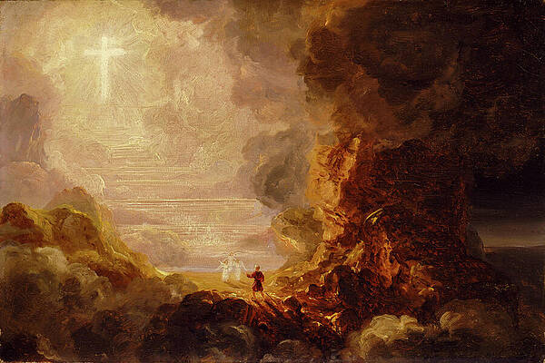 Wall Art - Painting - The Pilgrim of the Cross at the End of His Journey, study for series, The Cross and the World 1846 by Thomas Cole
