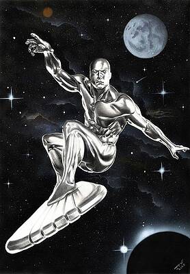 Wall Art - Drawing - The Silver Surfer by JPW Artist