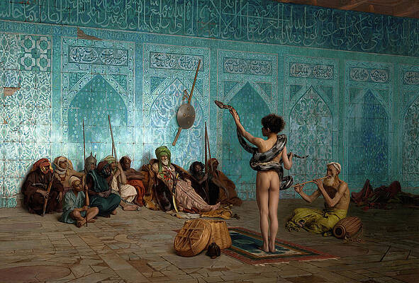 Wall Art - Mixed Media - The Snake Charmer 1879 by Jean Leon Gerome