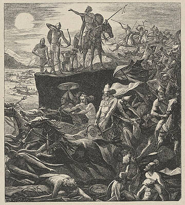 Wall Art - Drawing - The Sun and the Moon Stand Still by After Henry Hugh Armstead