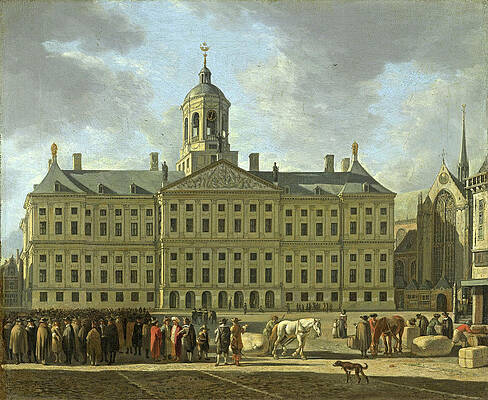 The town hall on Dam Square in Amsterdam Print by Gerrit Adriaenszoon Berckheyde