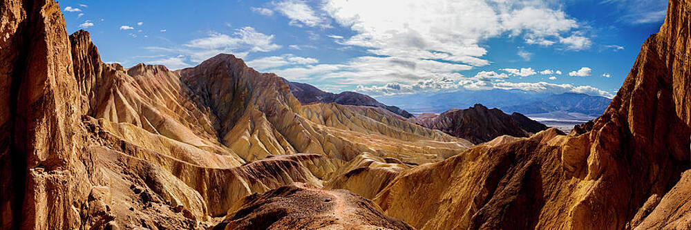 Wall Art - Photograph - The View From Red Cathedral - Panoramic Look at Golden Canyon in Death Valley by Mike Lee