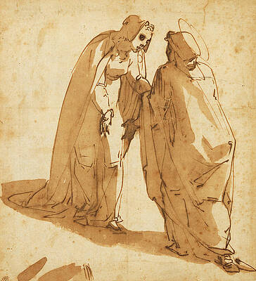 The Visitation Print by Luca Cambiaso