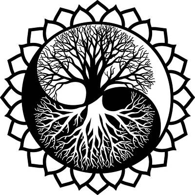 The World Tree, Tree Of Life In Yin Yang Graphic Style by MOUNIR KHALFOUF