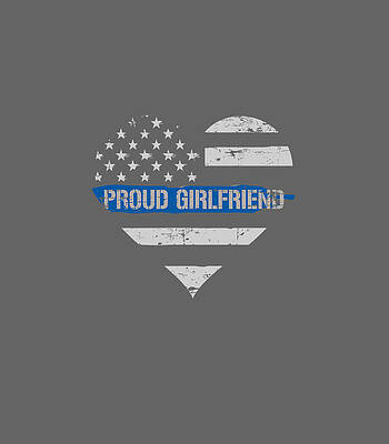  Digital Art - Thin Blue Line Heart Flag Police Officer Girlfriend by Jasper Blair