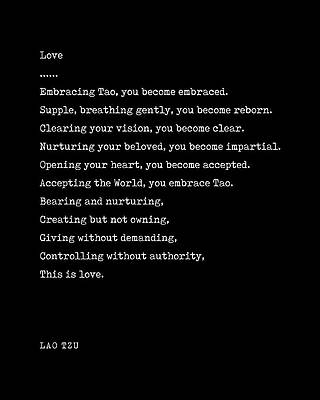 Wall Art - Digital Art - This is love - Lao Tzu Poem - Literature - Typewriter Print - Black by Studio Grafiikka