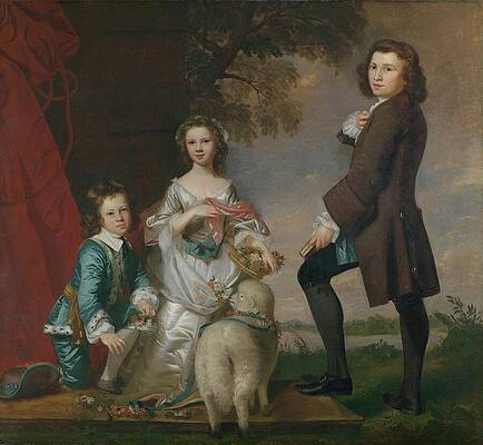 Wall Art - Painting - Thomas   And Martha Neate  After  With His Tutor Thomas Needham by Joshua Reynolds