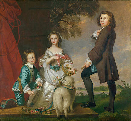 Wall Art - Painting - Thomas and Martha Neate with His Tutor, Thomas Needham 1748 by Joshua Reynolds