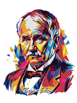 Vintage Digital Art - Thomas Edison #2 In WPAP Pop Art by Vector Artnesia