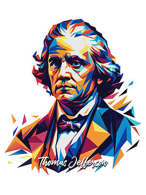 Wall Art - Digital Art - Thomas Jefferson Portrait Pop Art by Vector Artnesia