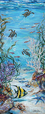 Three Baby Turtle in Reef by Linda Olsen Three Baby Turtle in Reef by Linda Olsen