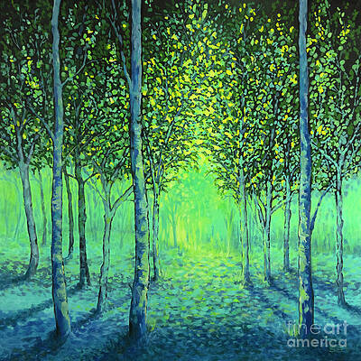 Three Blue Birch - Original Oil Painting 92cm x 92cm by Jump Art Three Blue Birch - Original Oil Painting 92cm x 92cm by Jump Art