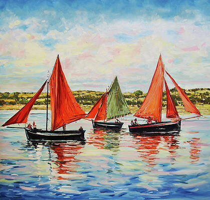 Three Galway Hookers, Square by Conor McGuire Three Galway Hookers, Square by Conor McGuire