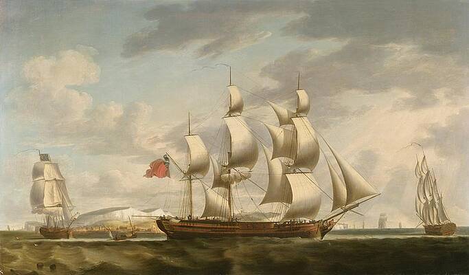Wall Art - Painting - Three Views of  Amity Hall  With a View of Dover and the White Cliffs by Robert Dodd