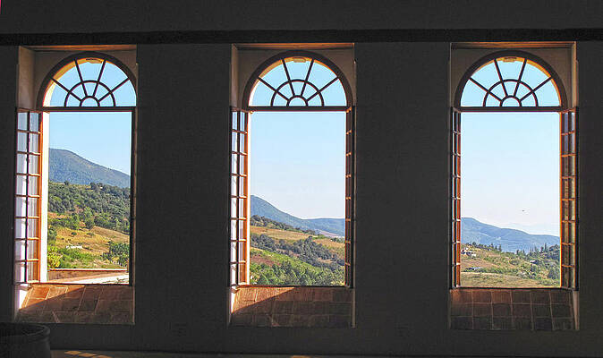 Wall Art - Photograph - Three Windows, Centro Del Arte, San Agustin, Mexico by Lorena Cassady
