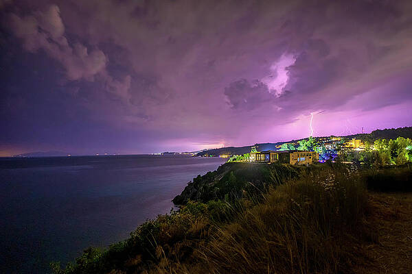Wall Art - Photograph - Thunderstorm over a Village on the Seashore by Alexios Ntounas