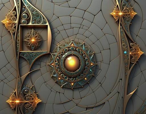 Wall Art - Digital Art - Tiled Wall With Lights by Eris And AI
