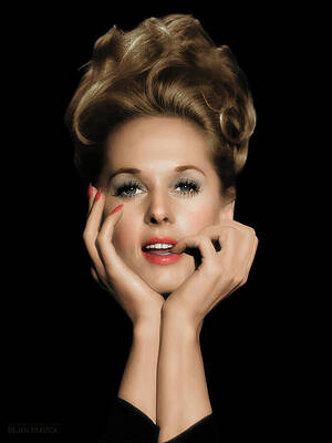 Wall Art - Photograph - Tippi Hedren. Famous Hollywood movie star. Restored and colorized old black and white photo. by Dejan Travica