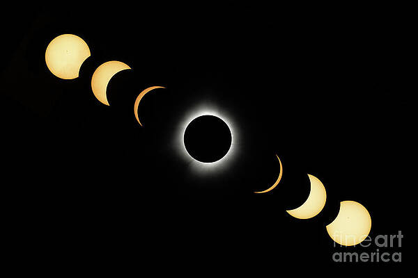 Wall Art - Photograph - Total Solar Eclipse progression, April 2024 by Best of NASA
