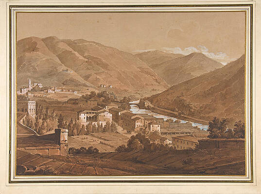 Town in an Alpine Valley Print by Victor-Jean Nicolle