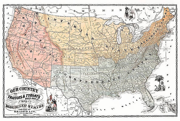 Traitors and Tyrants Map - Map Of The Disunited States - Civil War 1864 by War Is Hell Store Traitors and Tyrants Map - Map Of The Disunited States - Civil War 1864 by War Is Hell Store