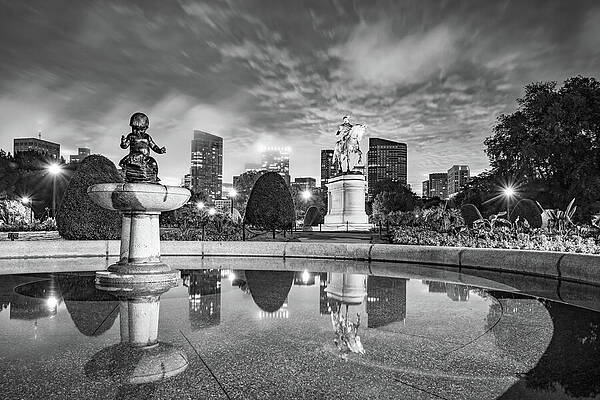 Wall Art - Photograph - Tranquil Reflection In Boston Public Garden - A Monochrome View by Gregory Ballos